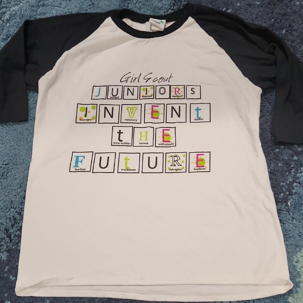 Girl Scout Juniors Black and White Raglan Shirt